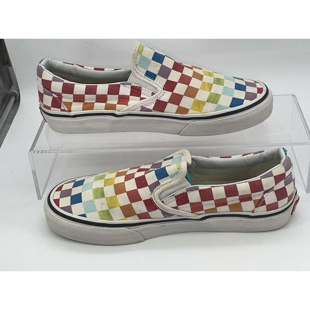 Vans Classic Slip-On Rainbow Checkerboard Canvas Shoes Women’s 7 Men’s 5.5 - Picture 2 of 8